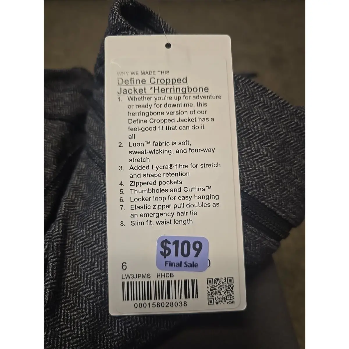 Lululemon clothing - Define Cropped Jacket Herringbone - Define Cropped Jacket Herringbone - LW3JPMS HHDB - Gray, Black 2