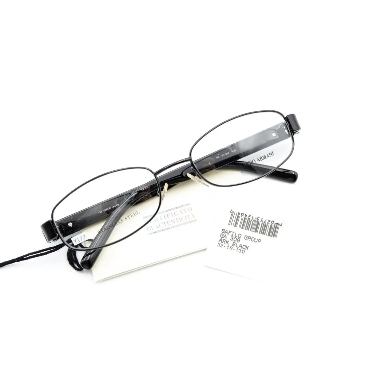 Giorgio Armani GA 309 Ark Black 52-18-130 Eyeglass Frames Stainless Italy Y177