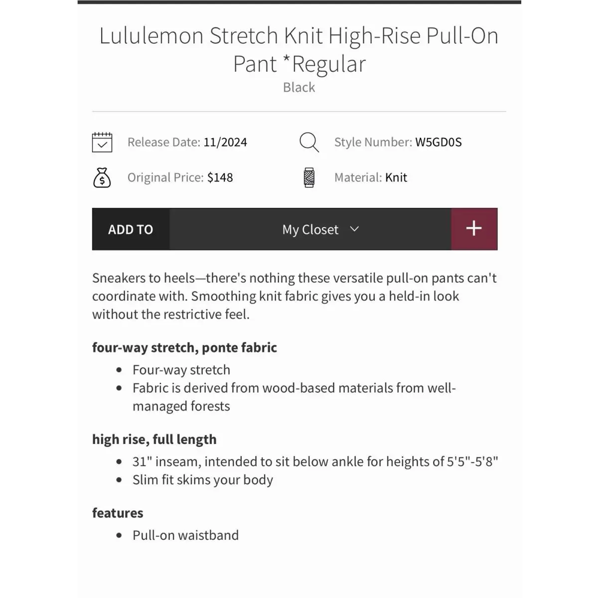 Lululemon clothing - Black 7