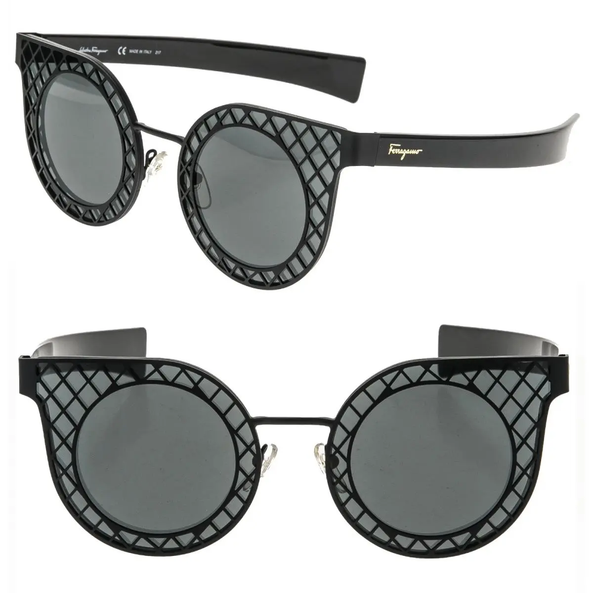 Salvatore Ferragamo SF171S Black Grid Oversized Sunglasses 171