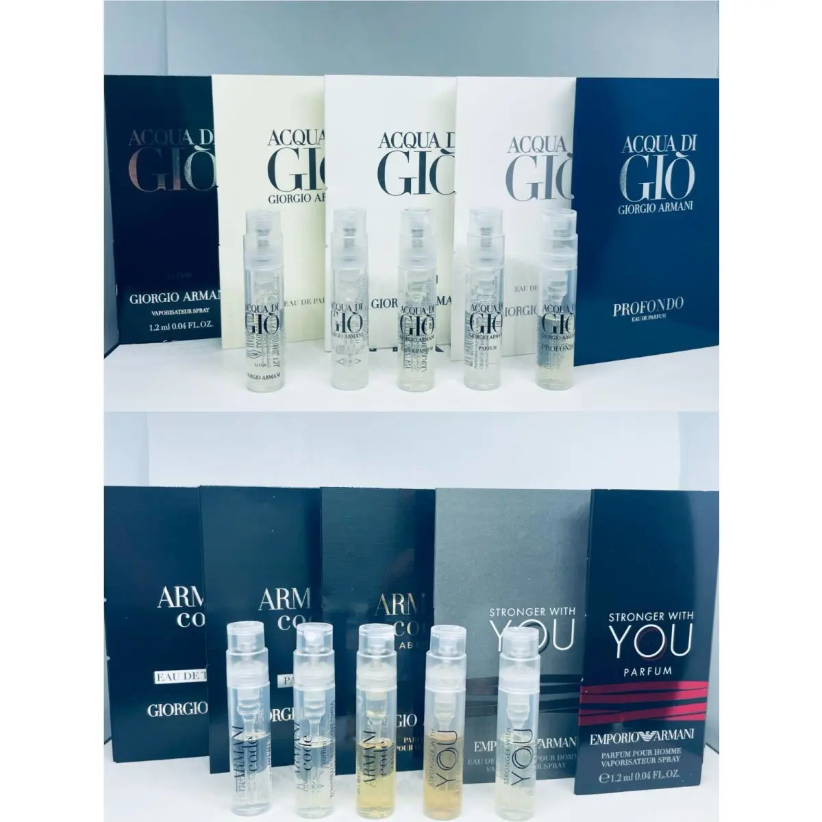 Giorgio Armani Cologne Collection Sample Spray Vials 10pc Set 1.2ml
