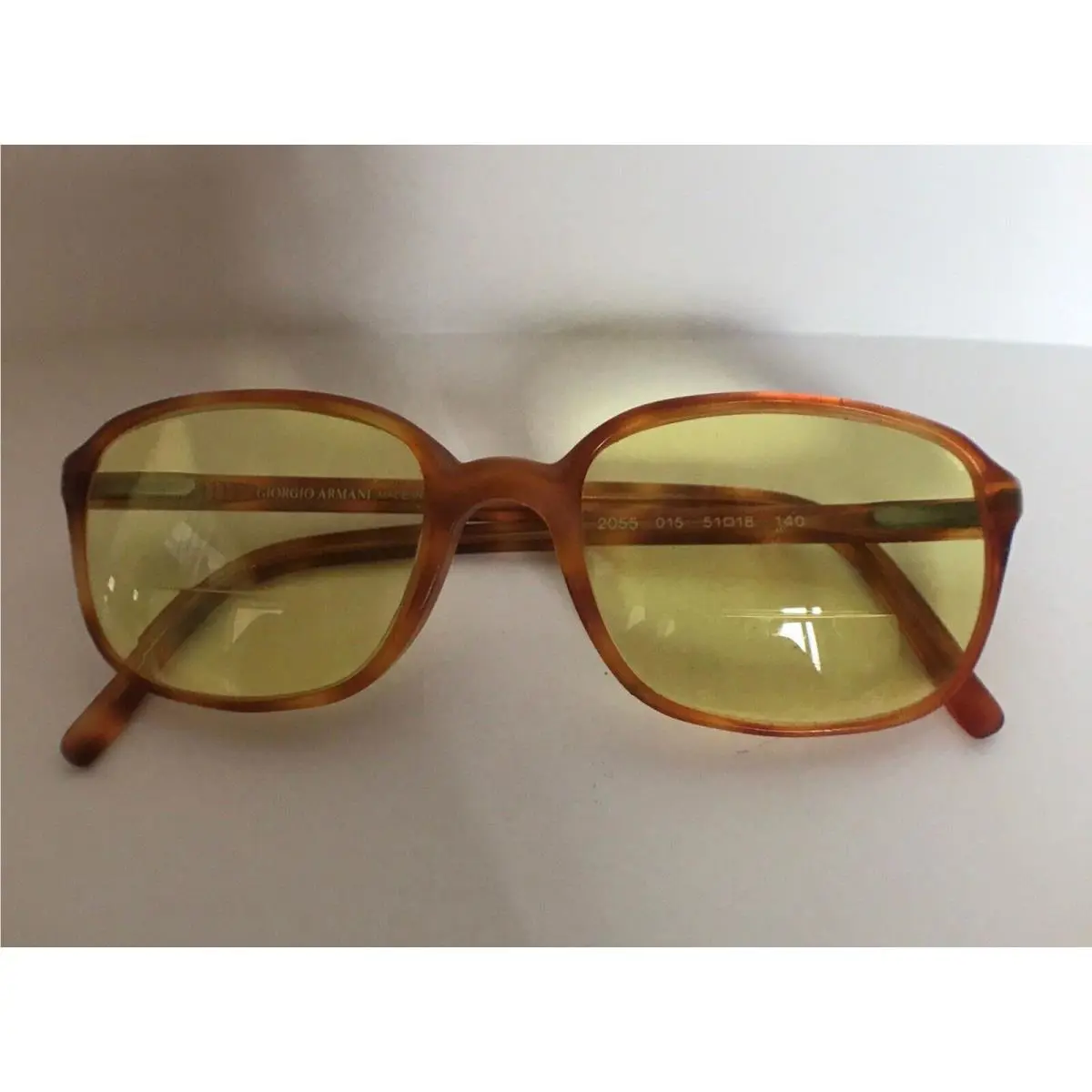 Vtg Tortoise Shell Rectangle Eyeglasses Yellow Tinted Giorgio Armani Plastic