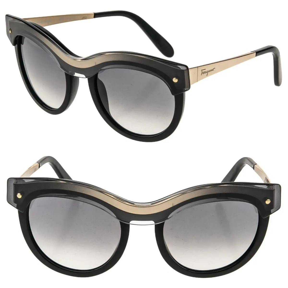 Salvatore Ferragamo SF774S 774 Fashion Sunglasses Gold Black Translucent Brow