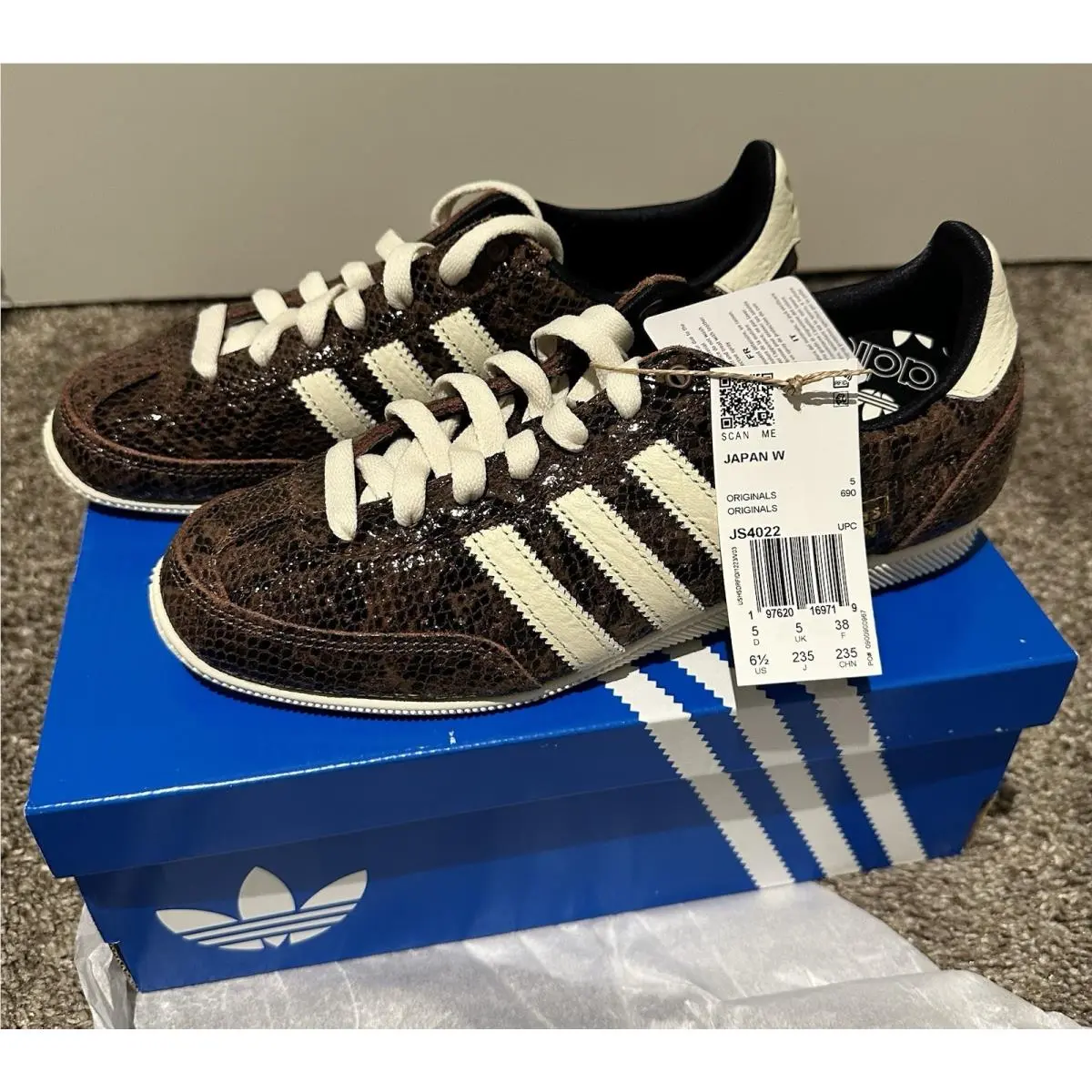 Adidas Japan W Brown Snakeskin JS4022 Size 6.5