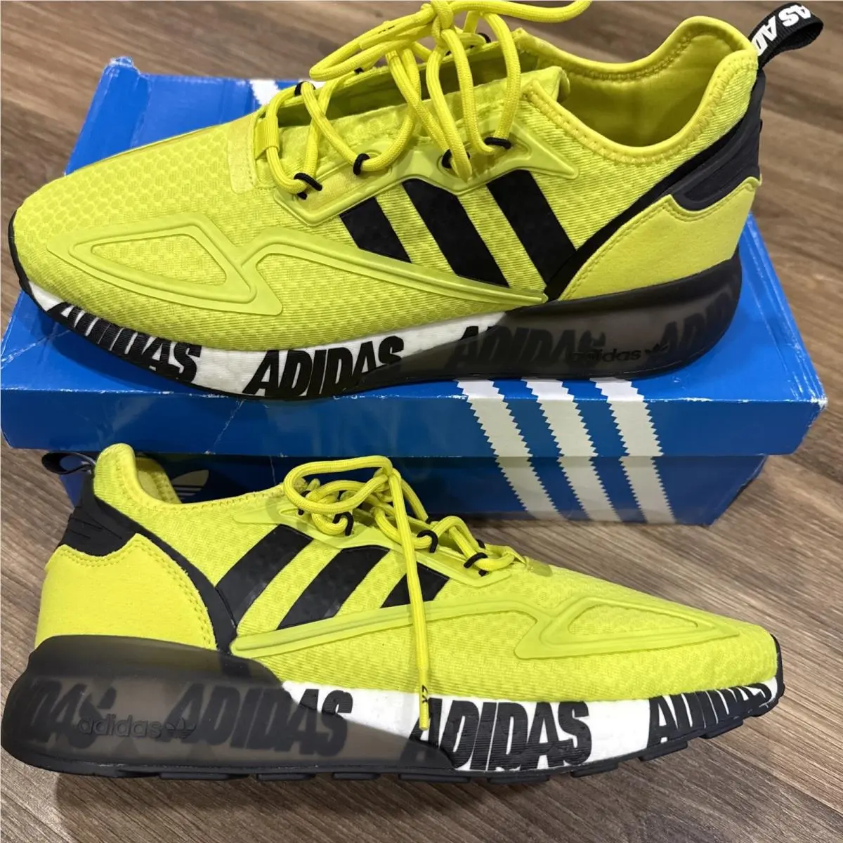 Adidas ZX 2K Boost Running Shoes Men`s FX7031 Rare Acid Yellow Size 10.5