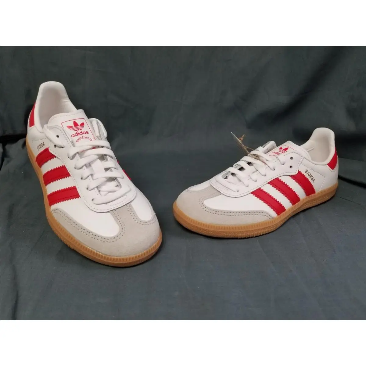 Adidas Samba OG Cloud White Better Scarlet Gum PS Size 1.5