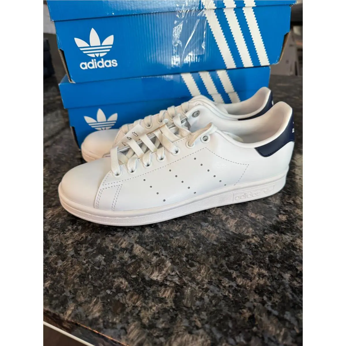 Adidas Stan Smith Mens Shoes Core White Navy Blue M20325 Size 7.5