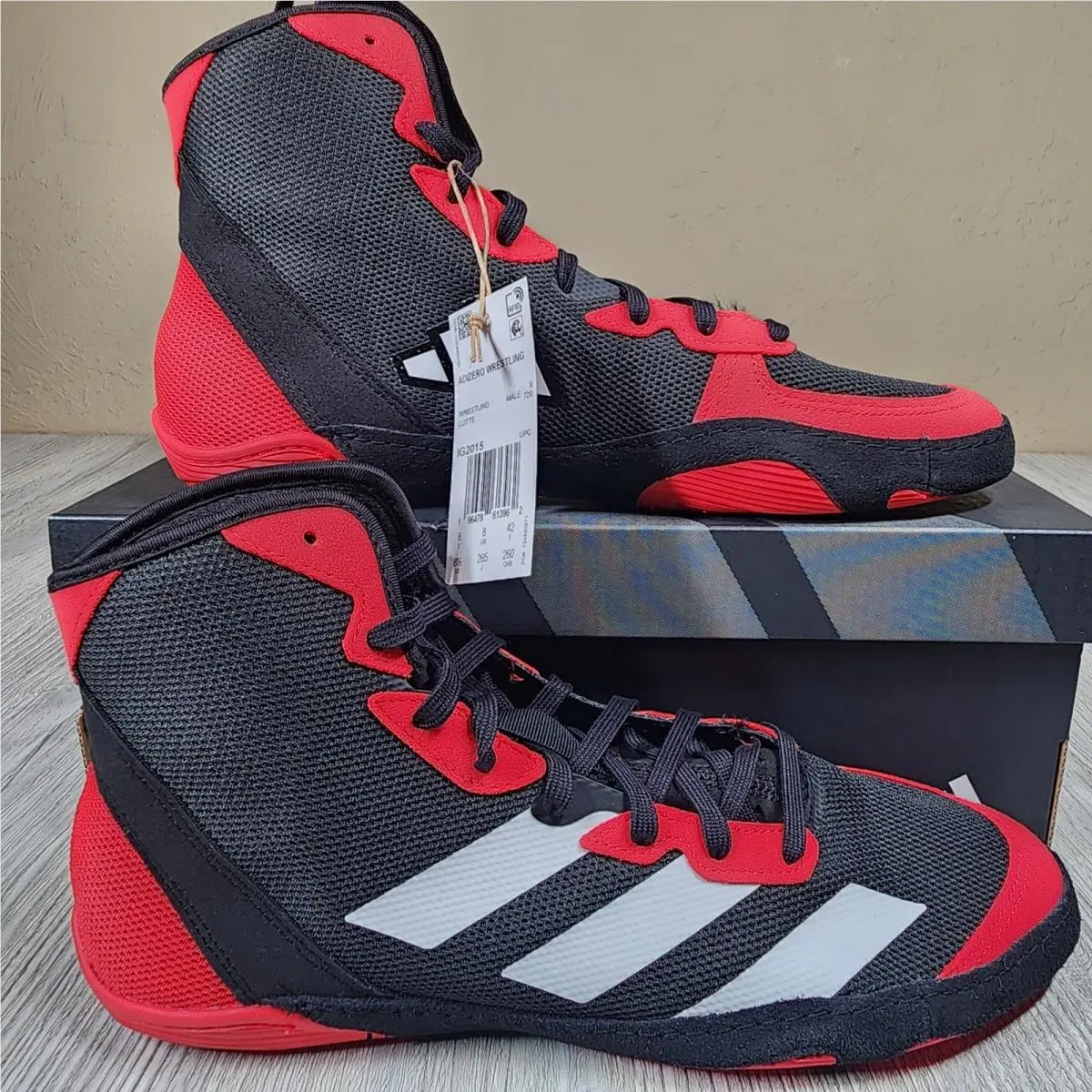 Adidas Adizero Mat Wizard 6 Wrestling Shoes Red/black Mens Size 8.5 IG2015