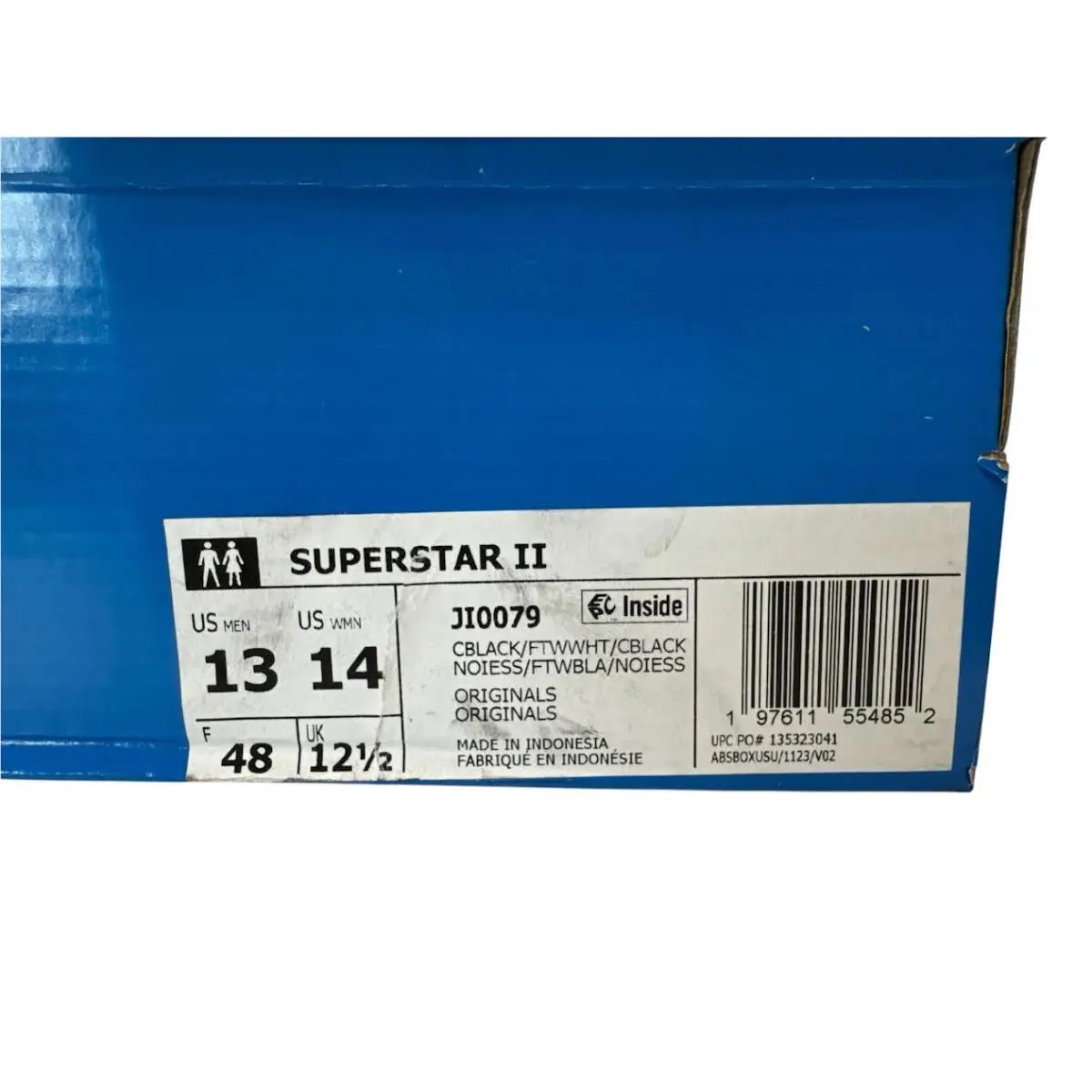 Adidas shoes - Adidas Superstar II Black White Men’s 13 Women’s 14 JI0079 (UPC: 197611554852) 1