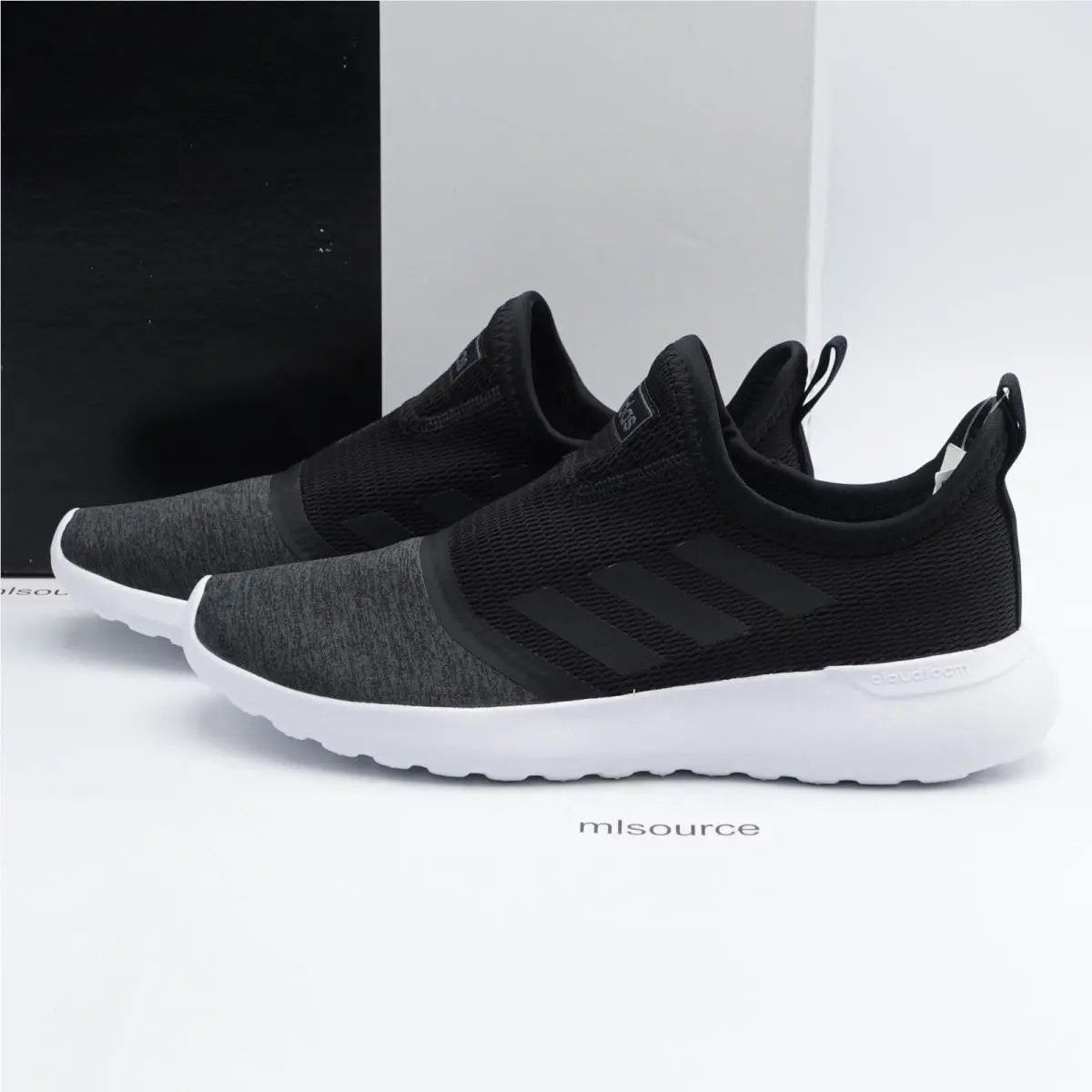 Size 6.5 Women`s Adidas Lite Racer Slip-on Sneakers F36675 Black/grey/white