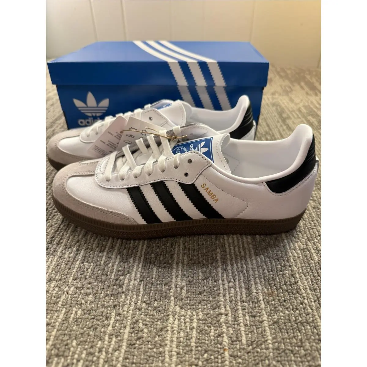 Adidas Samba OG J Shoes Youth Size 6 White Black Gum Soccer Sneakers IE3675