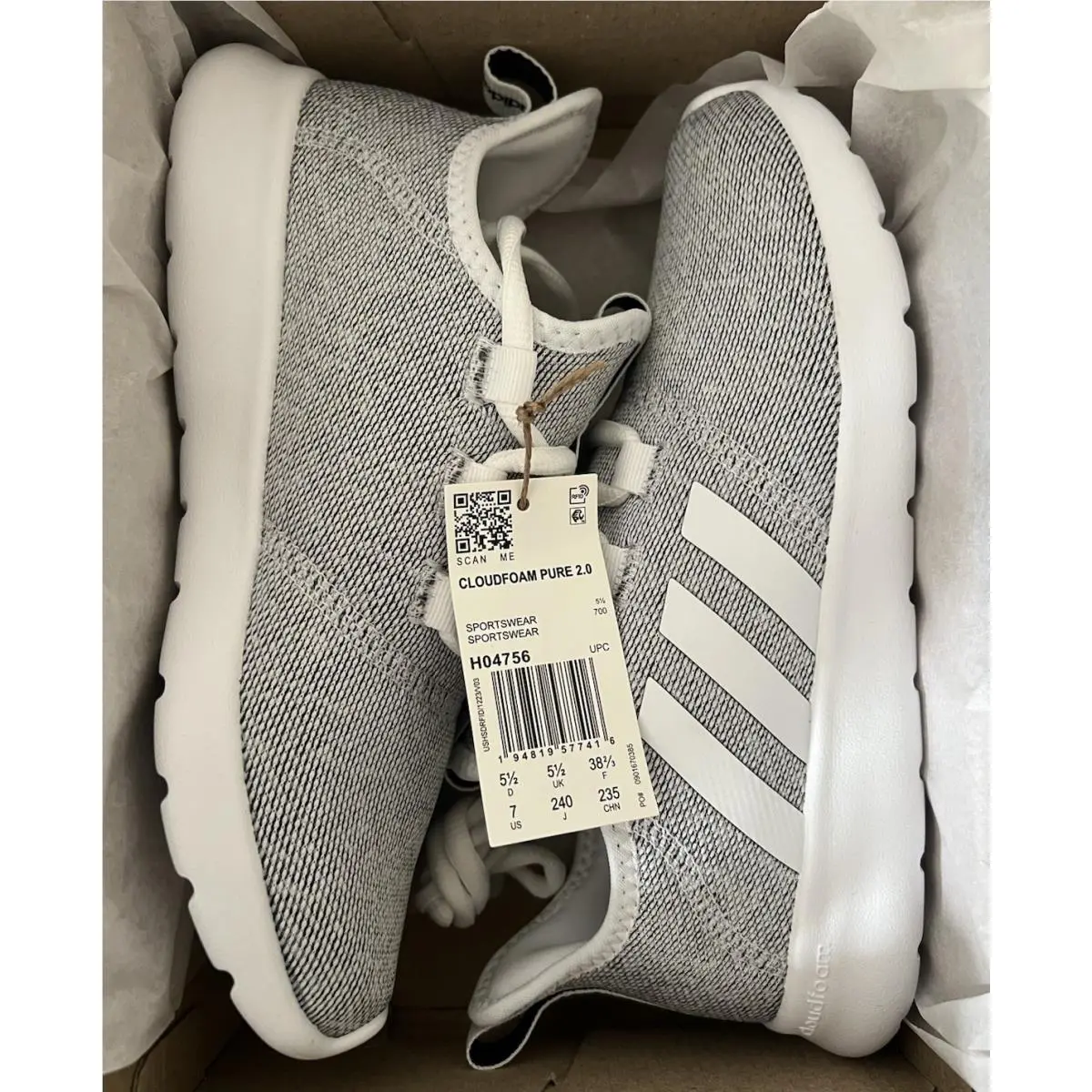 Adidas shoes - adidas Cloudfoam Pure 2.0 - Cloudfoam Pure - HO4756 - Heather Grey/White 9