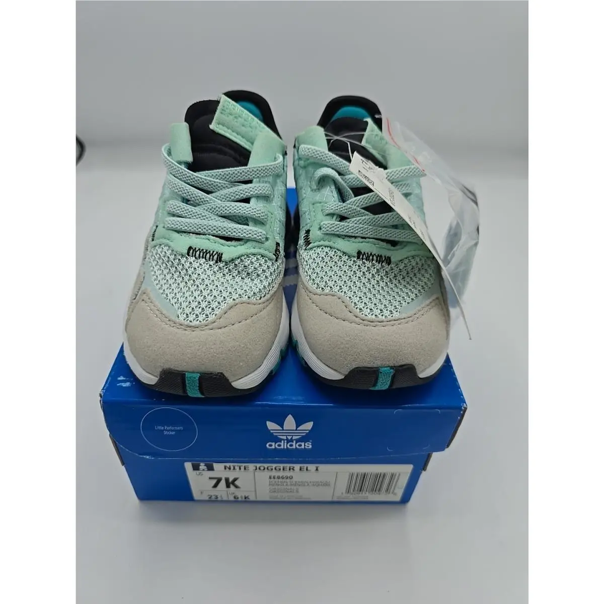 Adidas Nite Jogger EL I `white/easy Mint` EE8690 Kids Size 7K