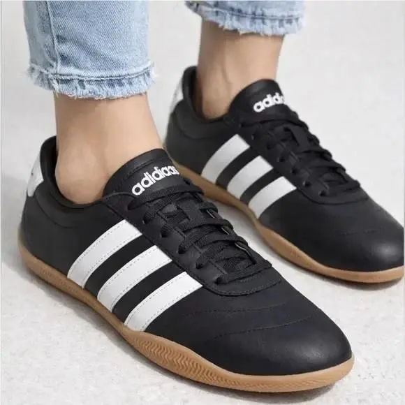 Adidas Women`s Size 8 Grand Court Lo JQ9684 Black 3-Stripes Lace-up Sneakers