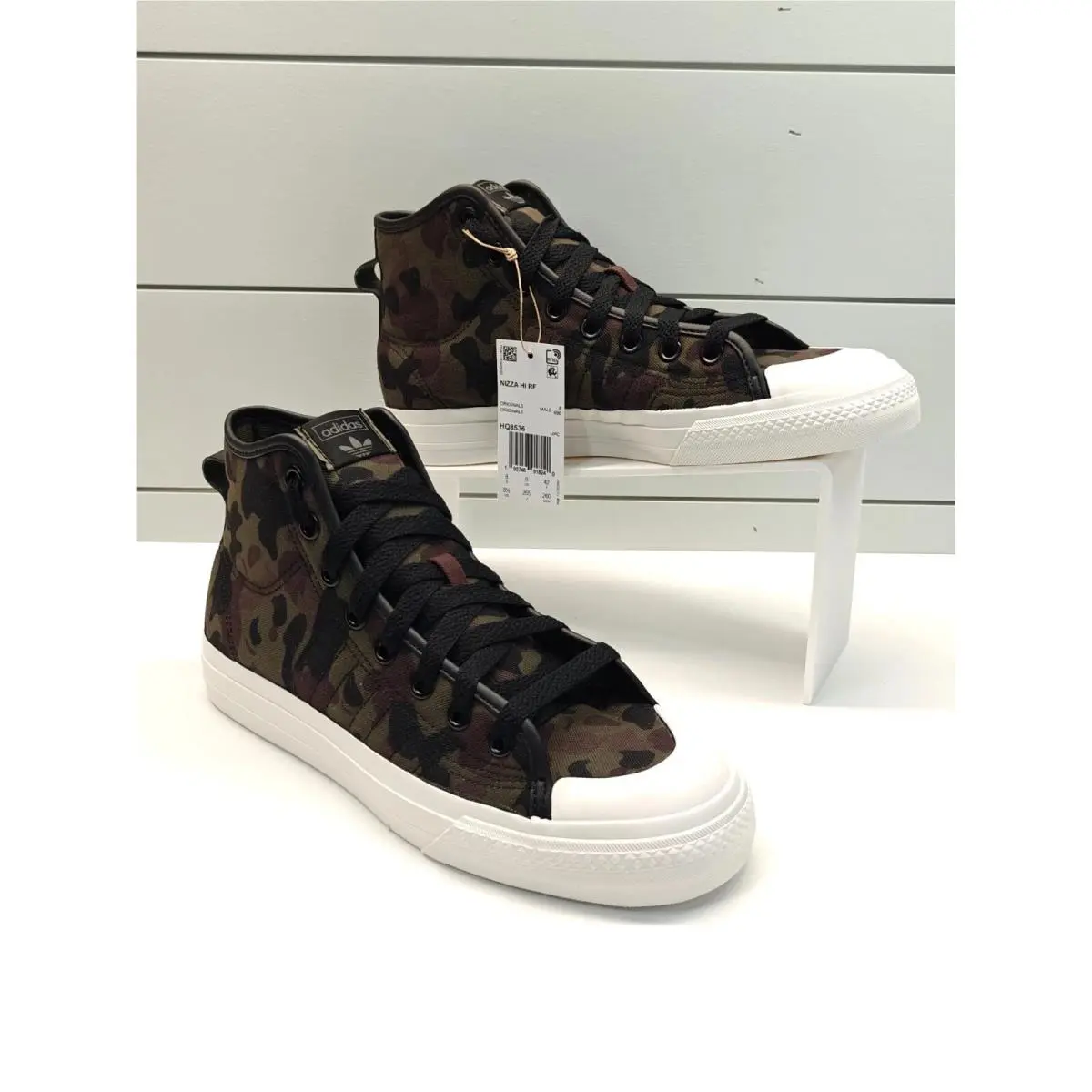 Adidas Nizza High RF Camo HQ8536 HI Top Casual Canvas Sneakers 9.5 - Green Camo