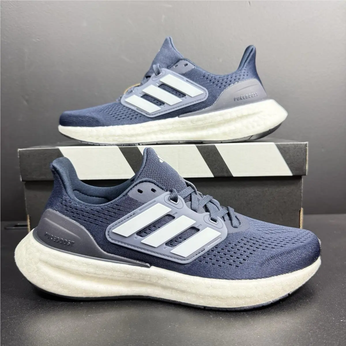 Adidas Men`s Pureboost 23 IF2373 Navy Blue White Boost Sneakers Size 6