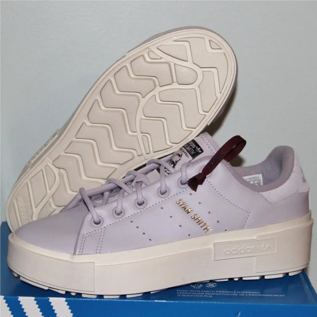 Adidas Originals Stan Smith Bonega X Shoes Womens 6.5 HQ6044 Silver Dawn Purple