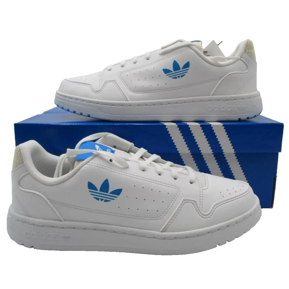 Adidas NY 90 J Shoes Youth Size 6.5 White Blue Low Top Sneakers GZ1875
