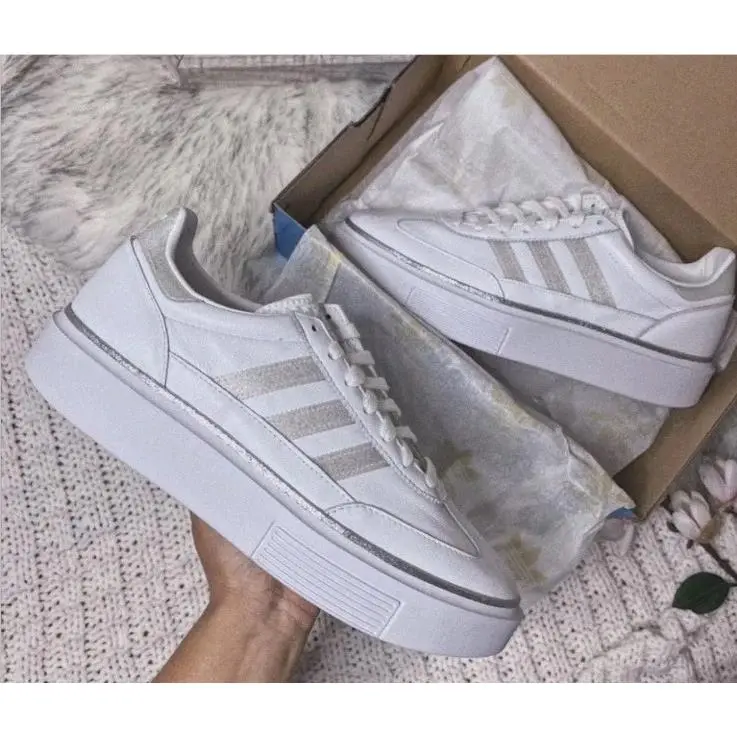 Adidas Glitter Super Sleek 72 GX0032 Women`s White Leather Sneakers Size 8