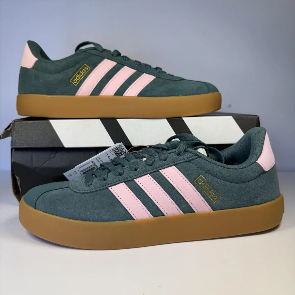 Adidas VL Court 3.0 Shoes Green Pink Gum JR0955 Women’s US 10 w/ Box