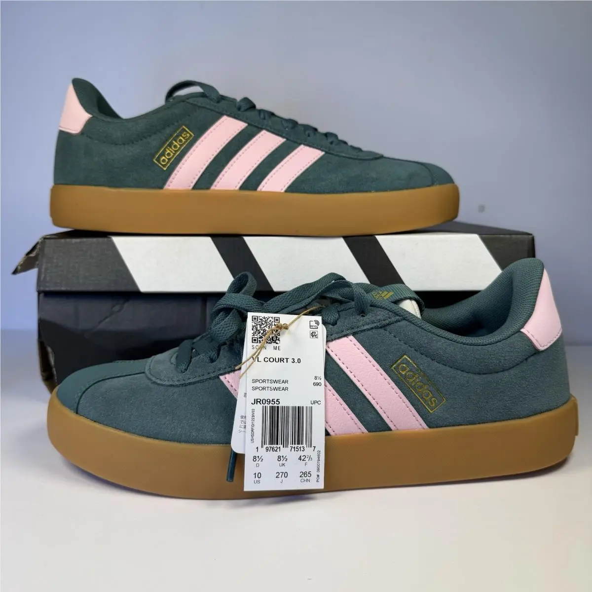 Adidas shoes - VL Court 3.0 - Court - JR0955 - Green Pink Gum 0