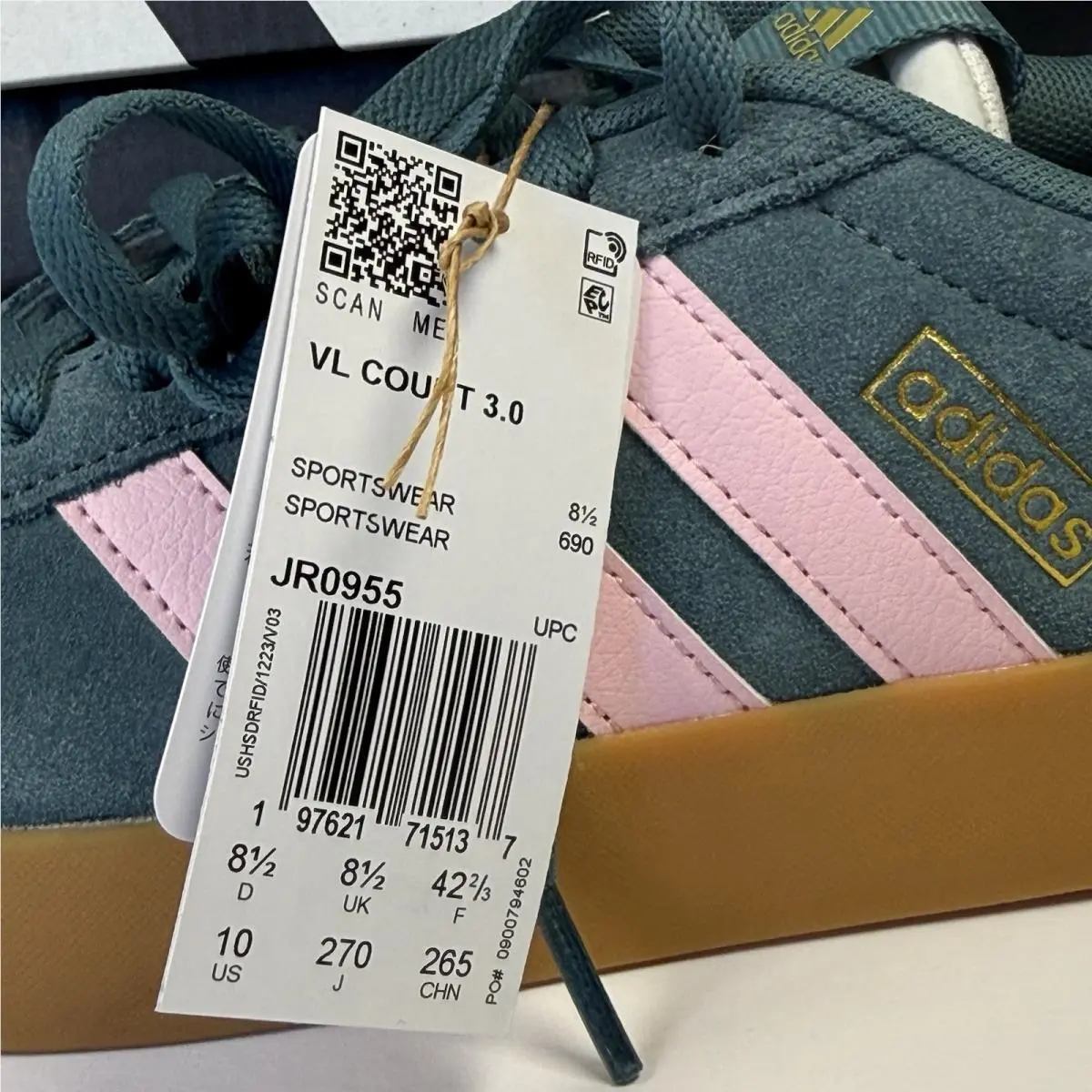 Adidas shoes - VL Court 3.0 - Court - JR0955 - Green Pink Gum 4