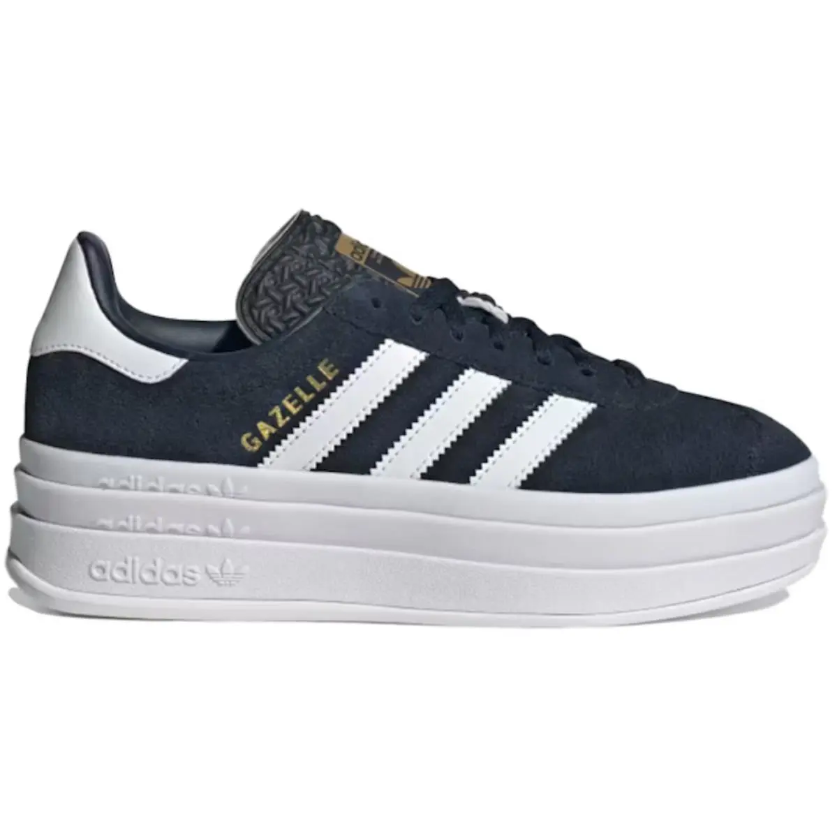 Adidas Originals Gazelle Bold - Girls` Size 4 White/gold Metallic/aurora Ink
