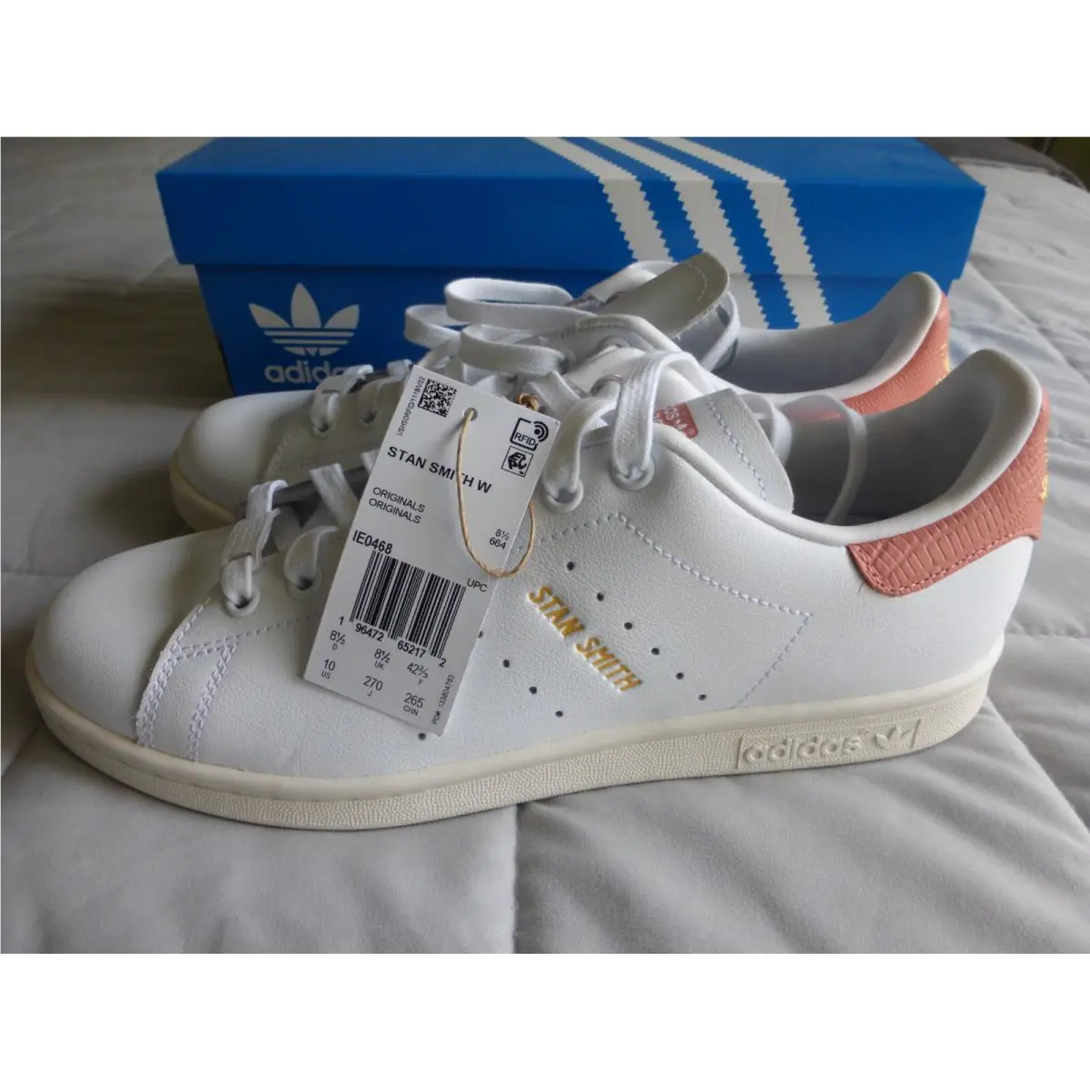 Adidas Stan Smith Womens Size 10 US White IE0468 Pink Peach