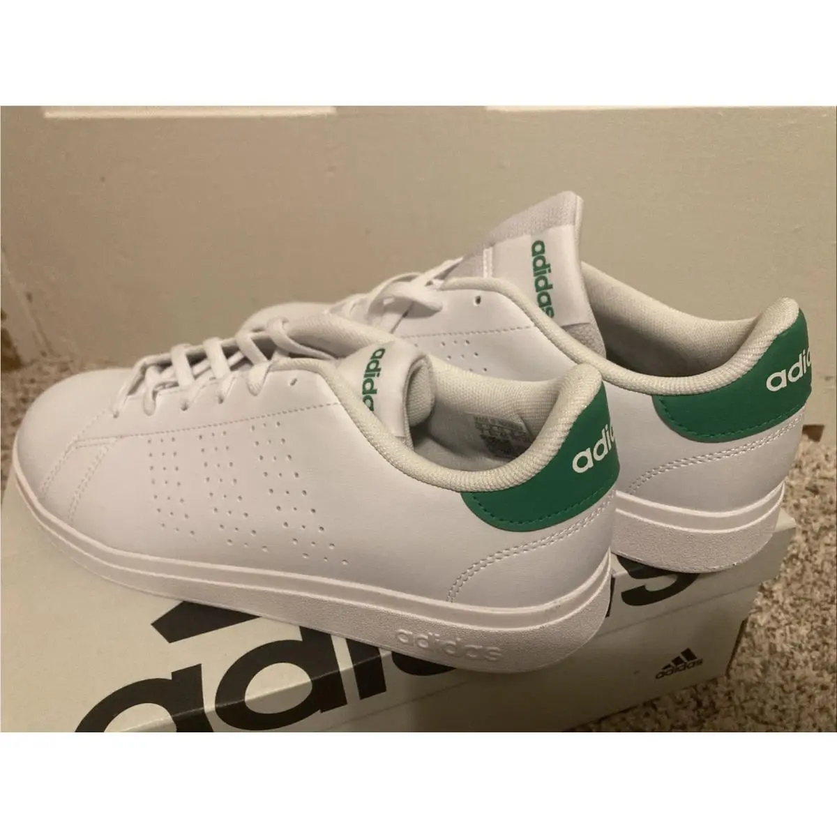 Adidas Advantage Base 2.0 Sneaker White/green 7 US Big Kid Unisex