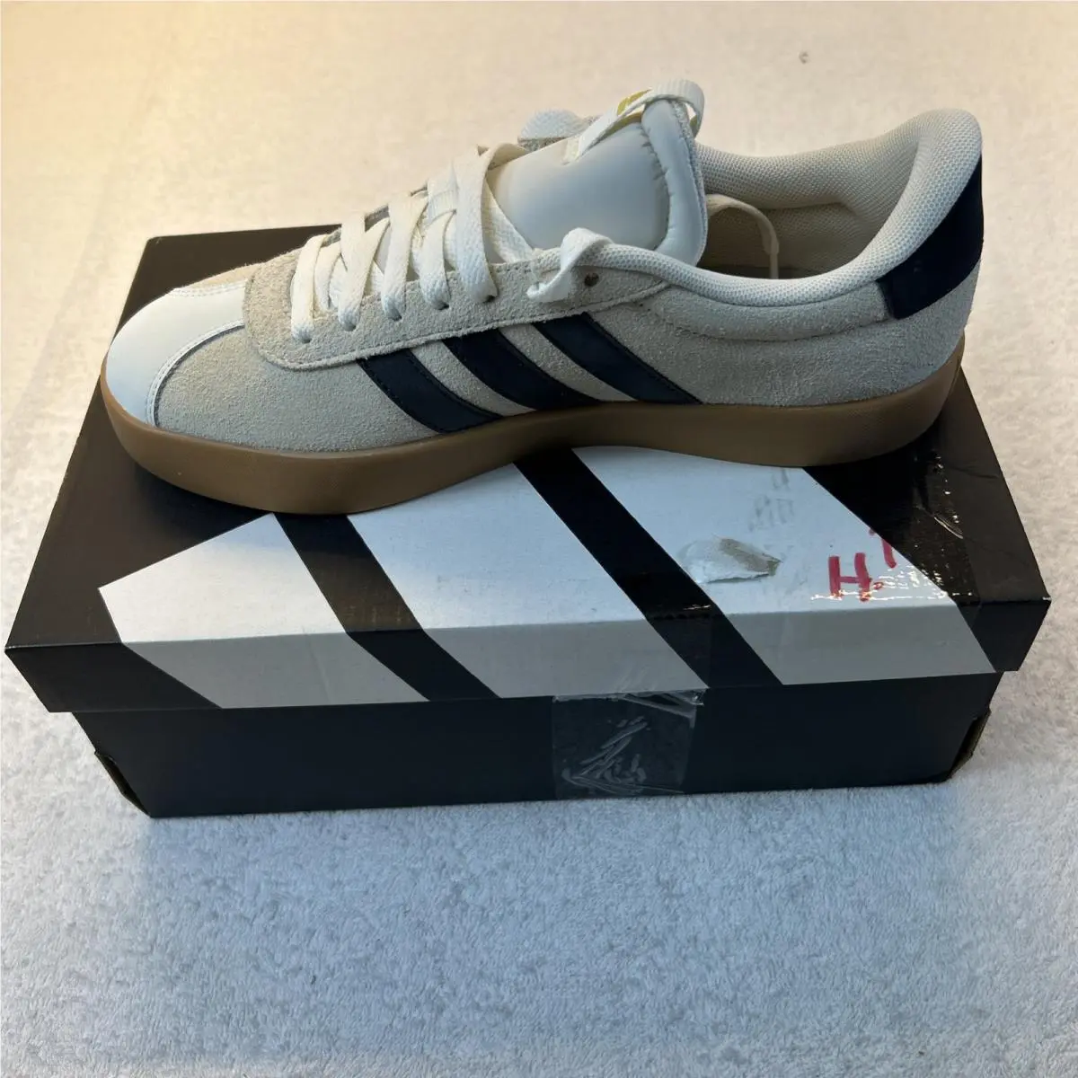 Adidas Cream/gray/white VL Court Base Sneakers Women’s Shoes SZ 9