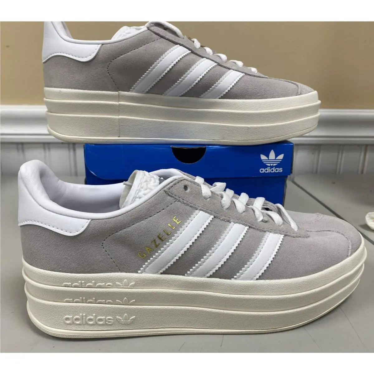 Adidas Gazelle Bold Size 6.5 Grey/white
