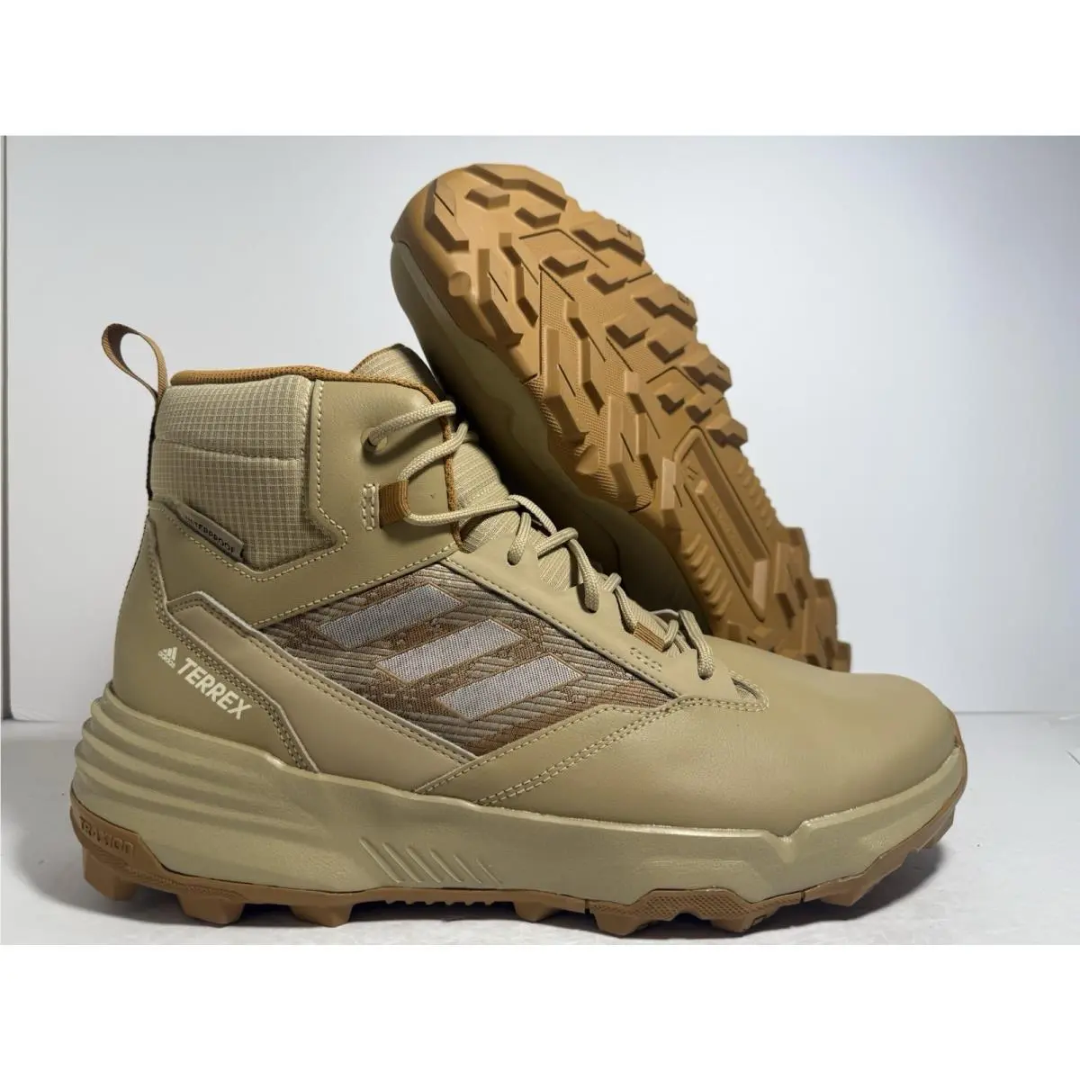 Adidas Terrex Unity Leather Rain.rdy Hiking Boots Mesa Brown Mens 14 GZ3969