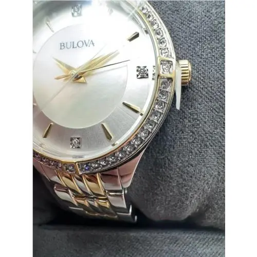 Women`s Quartz Crystal Accent Two-tone 32mm Watch 98L273 by Bulova