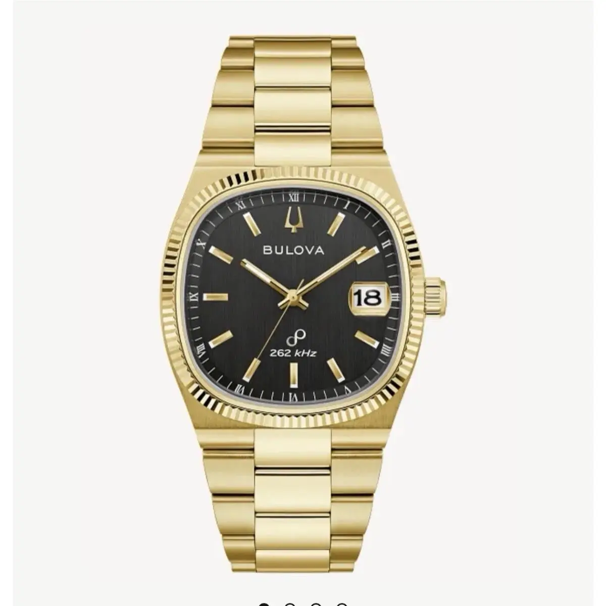 Bulova Super Seville Day-date Precisionist 262kHz Watch 97B246 - Dial: Black, Band: Gold, Bezel: Gold