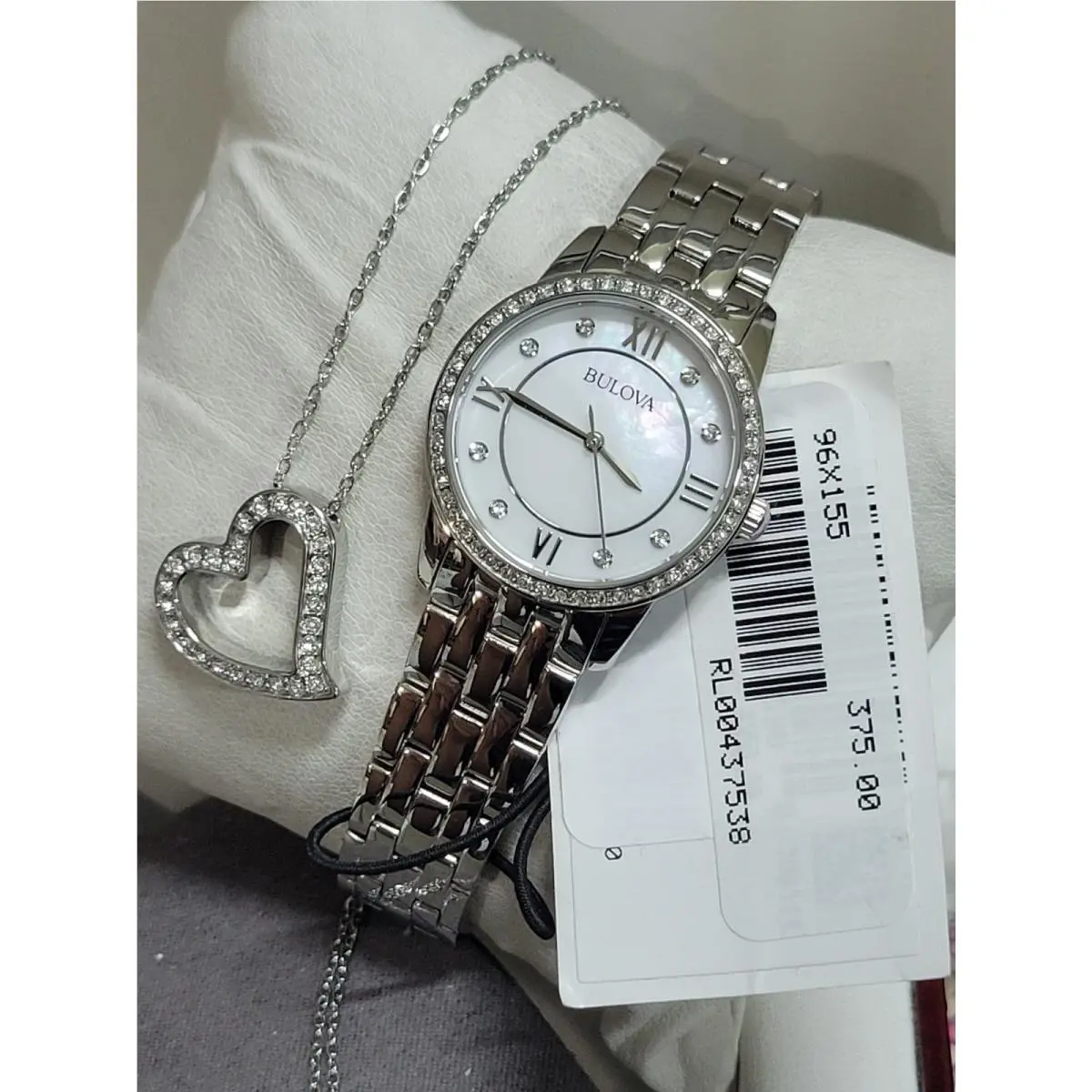 Bulova Crystal Women`s Mother Of Pearl Dial Watch 96X155