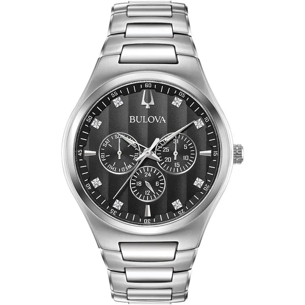 Bulova Classic Stainless Steel Multi-function Diamond Accent Watch 96D143