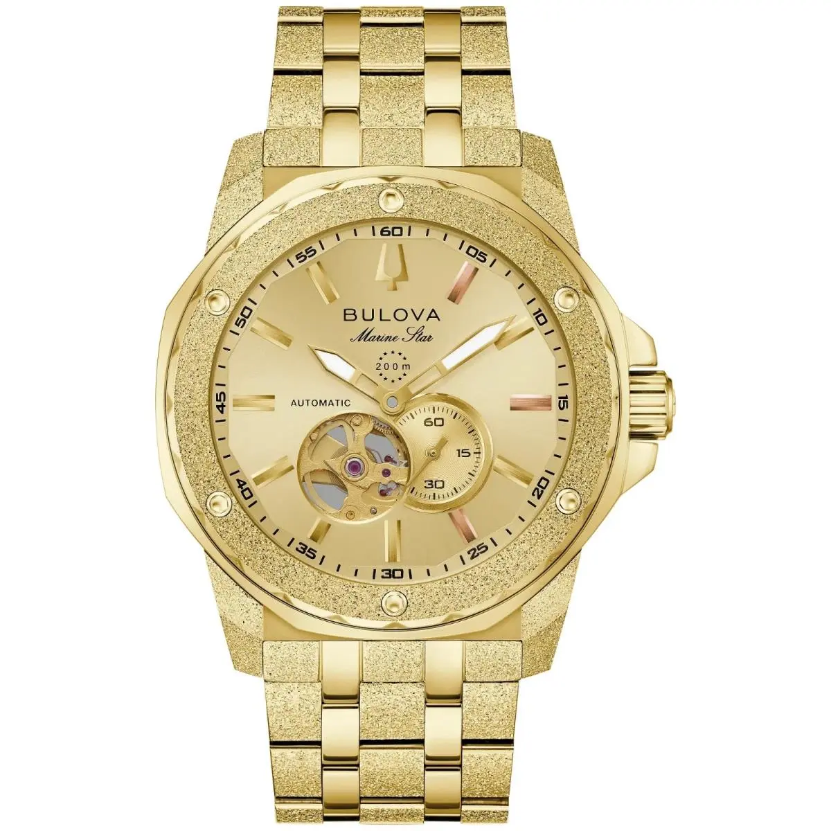 Bulova Marine Star Auto Champagne Dial Gold-tone Men`s Watch 97A200