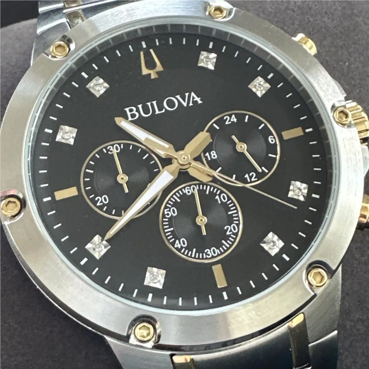 Bulova 98D159 Chronograph Diamond Accented Dial Men`s Watch