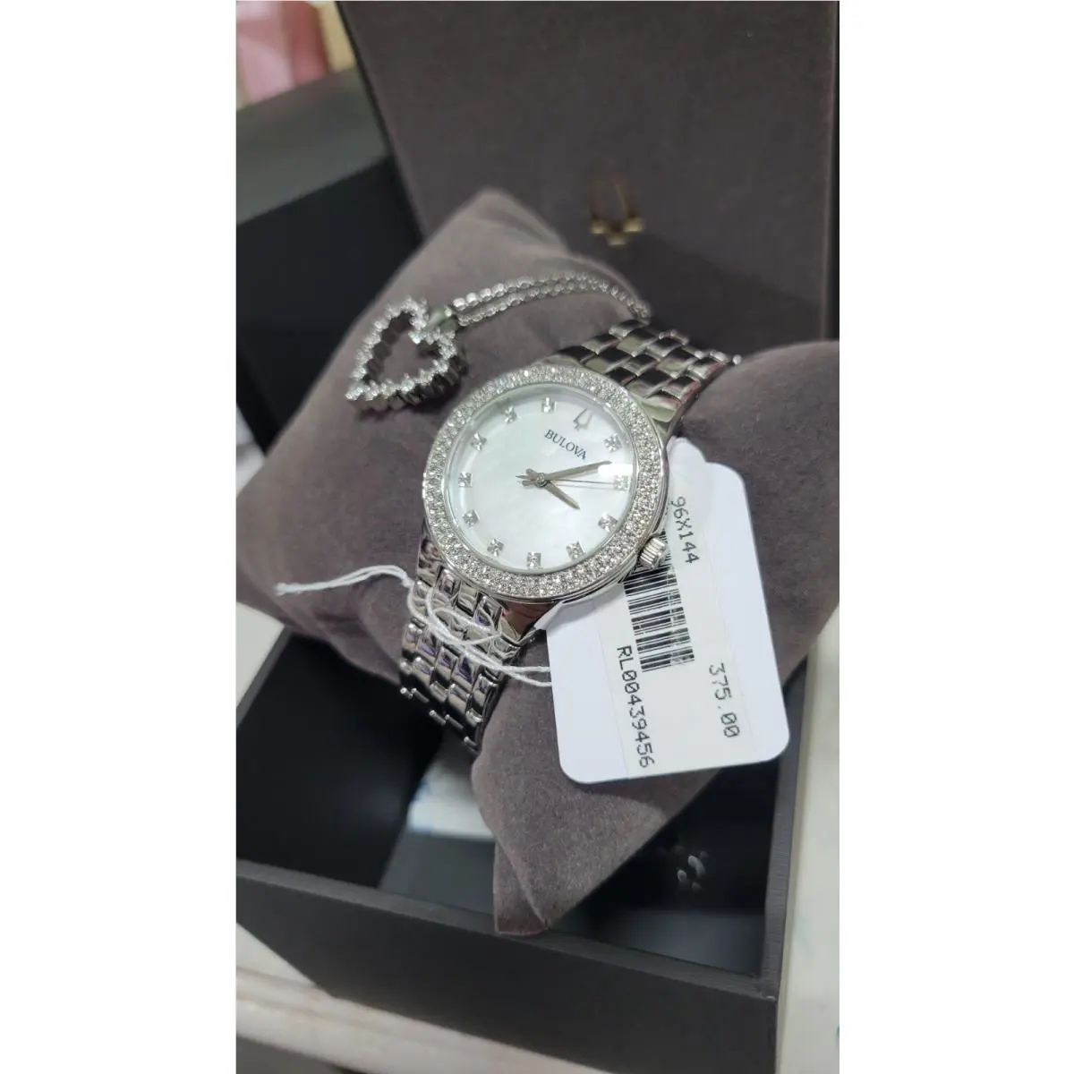 Bulova Women`s Quartz Crystal Accents Silver Stainless Steel Watch 33MM 96X144