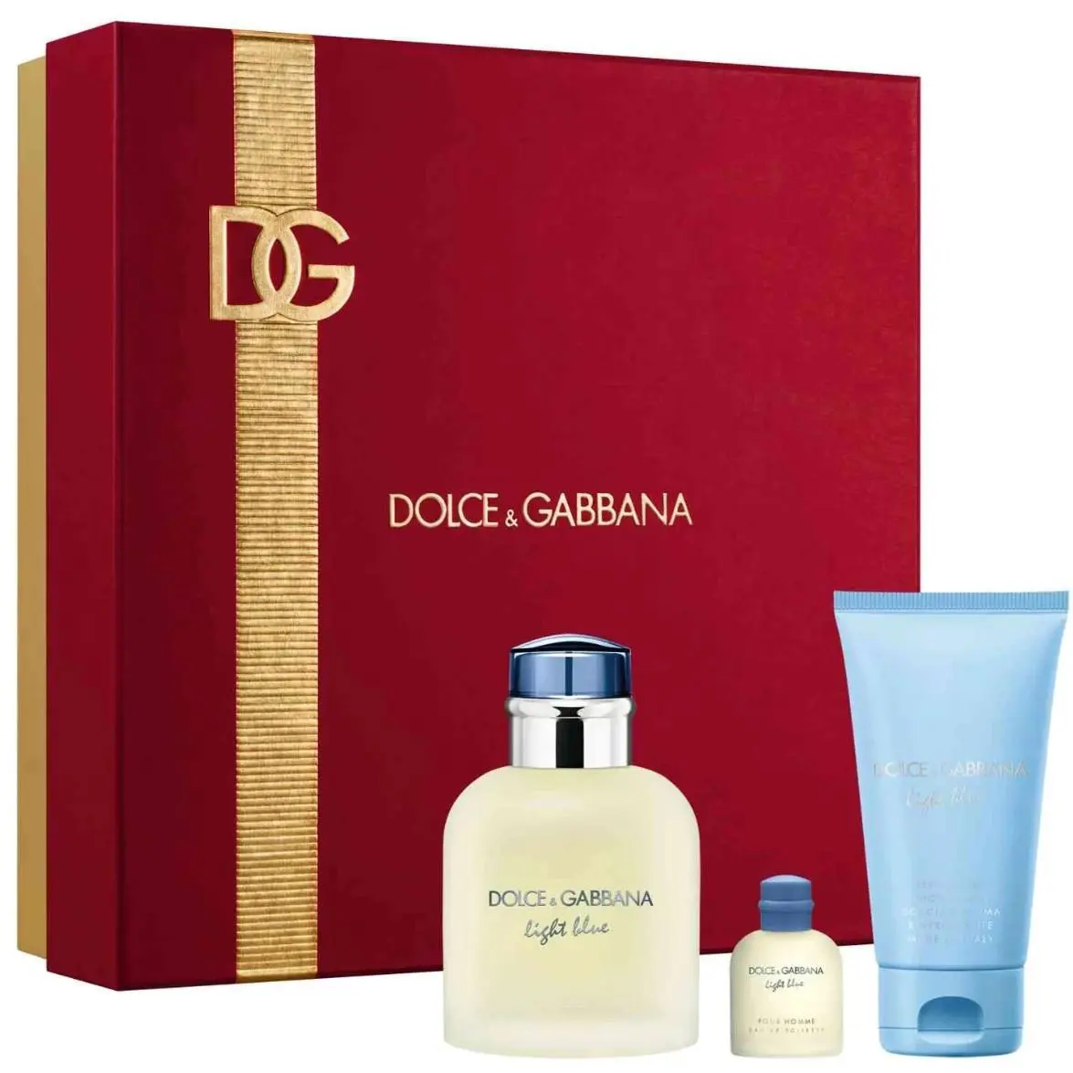 Dolce Gabbana Light Blue For Men 3 pc Set 2.5 oz Edt Shower Gel + 0.15 oz Mini