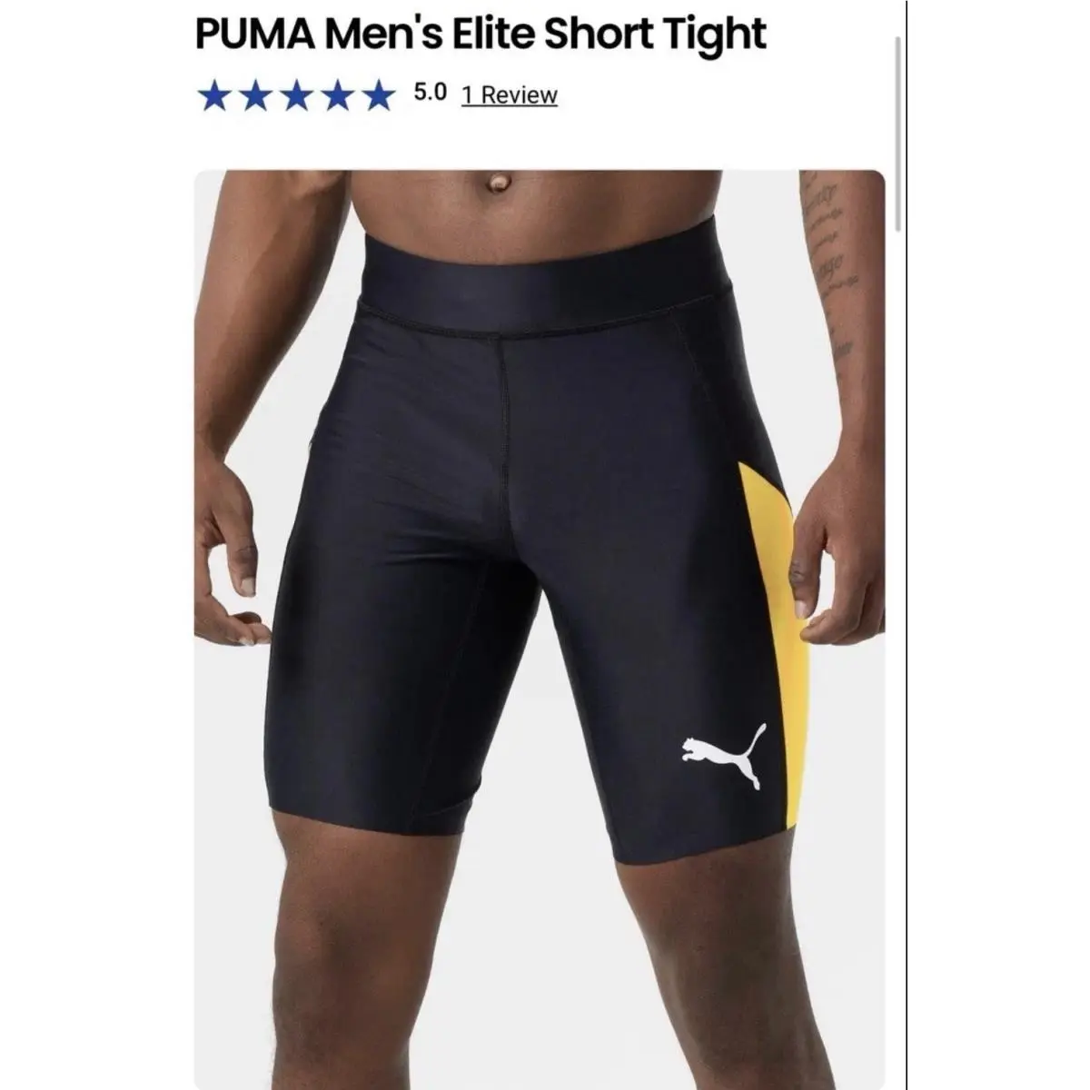 Mens Puma Hyrox Compression Shorts Half Tights Spandex Black Race Shorts Small
