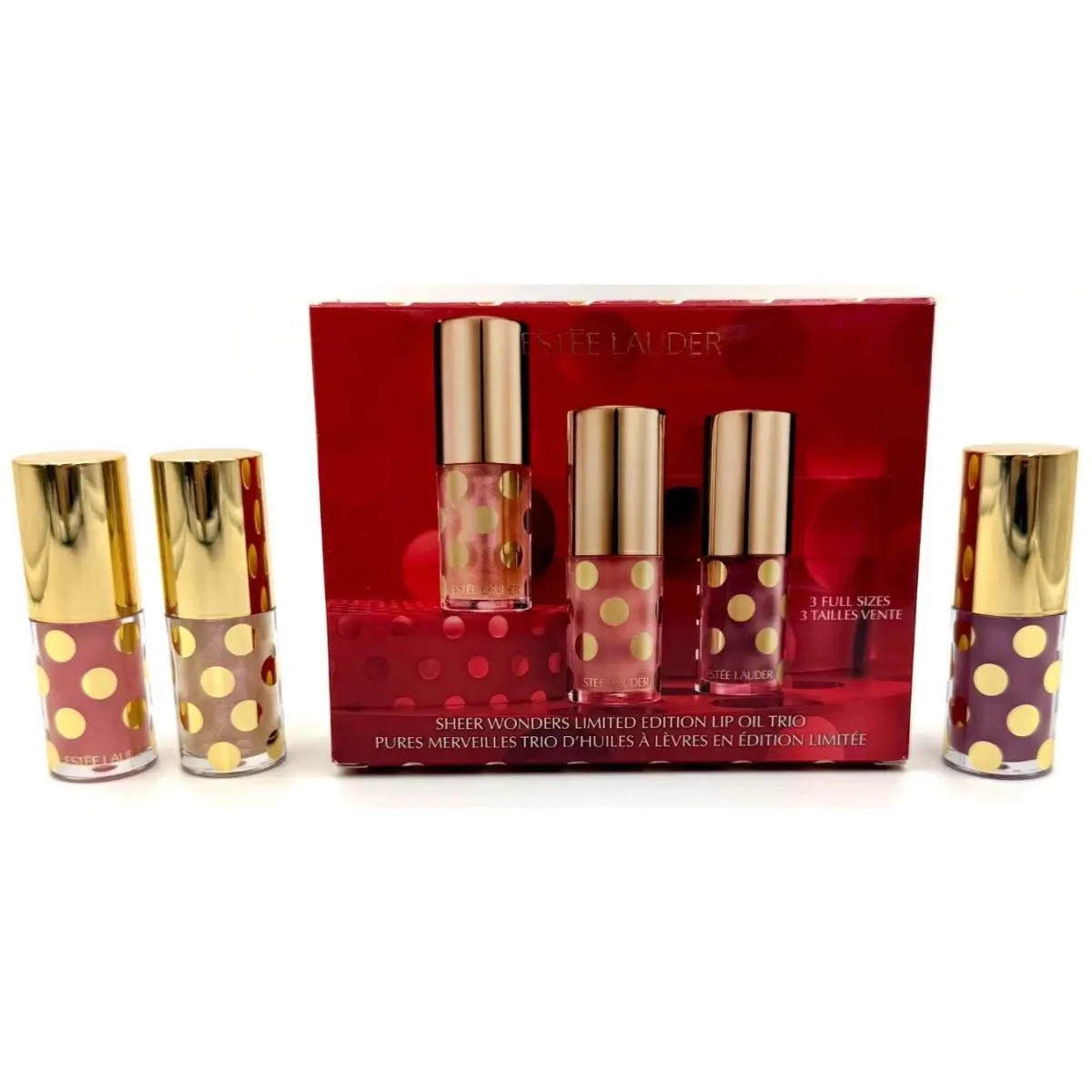 Estee Lauder Sheer Wonders Lip Oil Trio Set Cheer / Celebrate / Holiday Muse