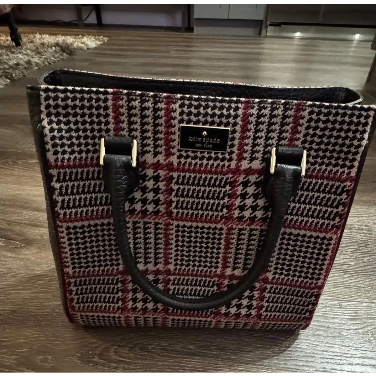 Spencer Satchel Plaid White Black Tan Red Purse Bag Two Tone U Choose  Maddie Prospect place by Kate Spade