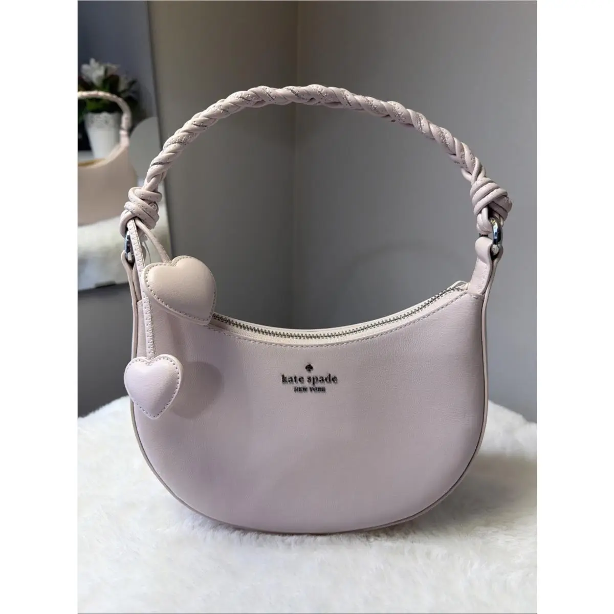 Kate Spade Nova Braided Strap Shoulder Bag Crossbody Powdered Sugar