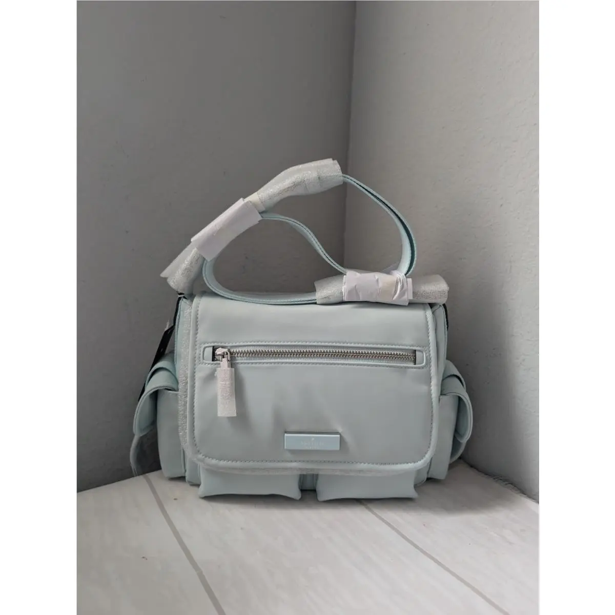 KN672 Carter Ksnyl Cargo Messenger Bag In Crisp Sky by Kate Spade