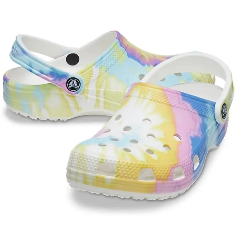 Crocs Tie Dye Graphic Clog Slip-on Sandal Men Shoes White/beach/multi Size 9