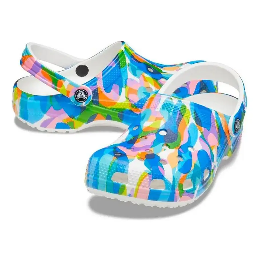 Crocs Picasso Bubbles Clog Slip Sandal Sleeper Unisex 9-11 Shoes Multi-color