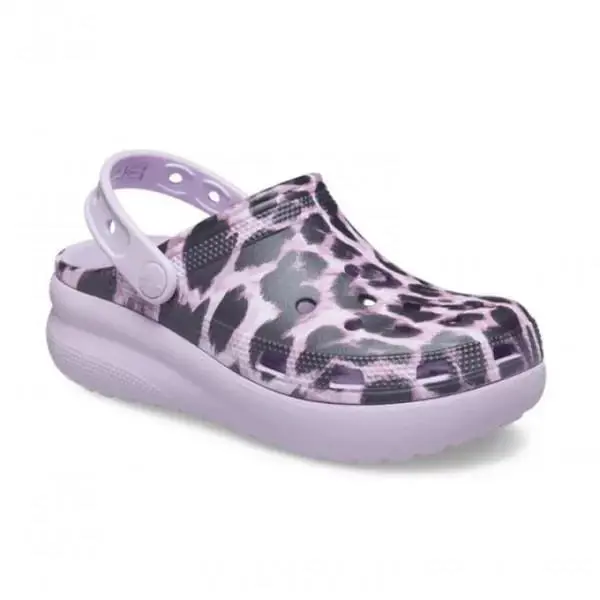 Crocs Kids Girl Platform Animal Cutie Clog Slip-on Sandal Shoes Leopard Sz 1 - Purple/Leopard -U17- 207838-90L