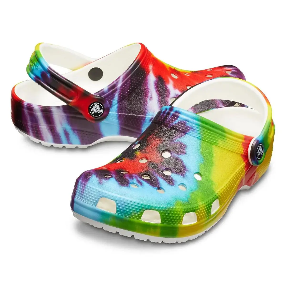 Crocs Tie Dye Graphic Clog Slip Sandal Sleeper Slide Unisex 9/11 Shoes Multi
