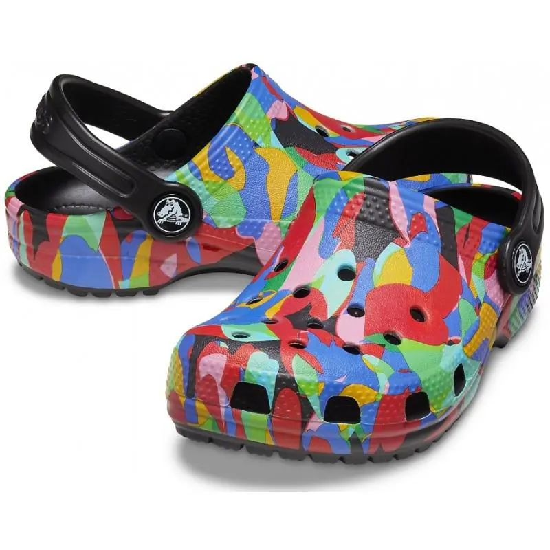 Crocs Kids Bubble Picasso Clog Slip Sandal Slide Shoes Multicolor/b Size c12
